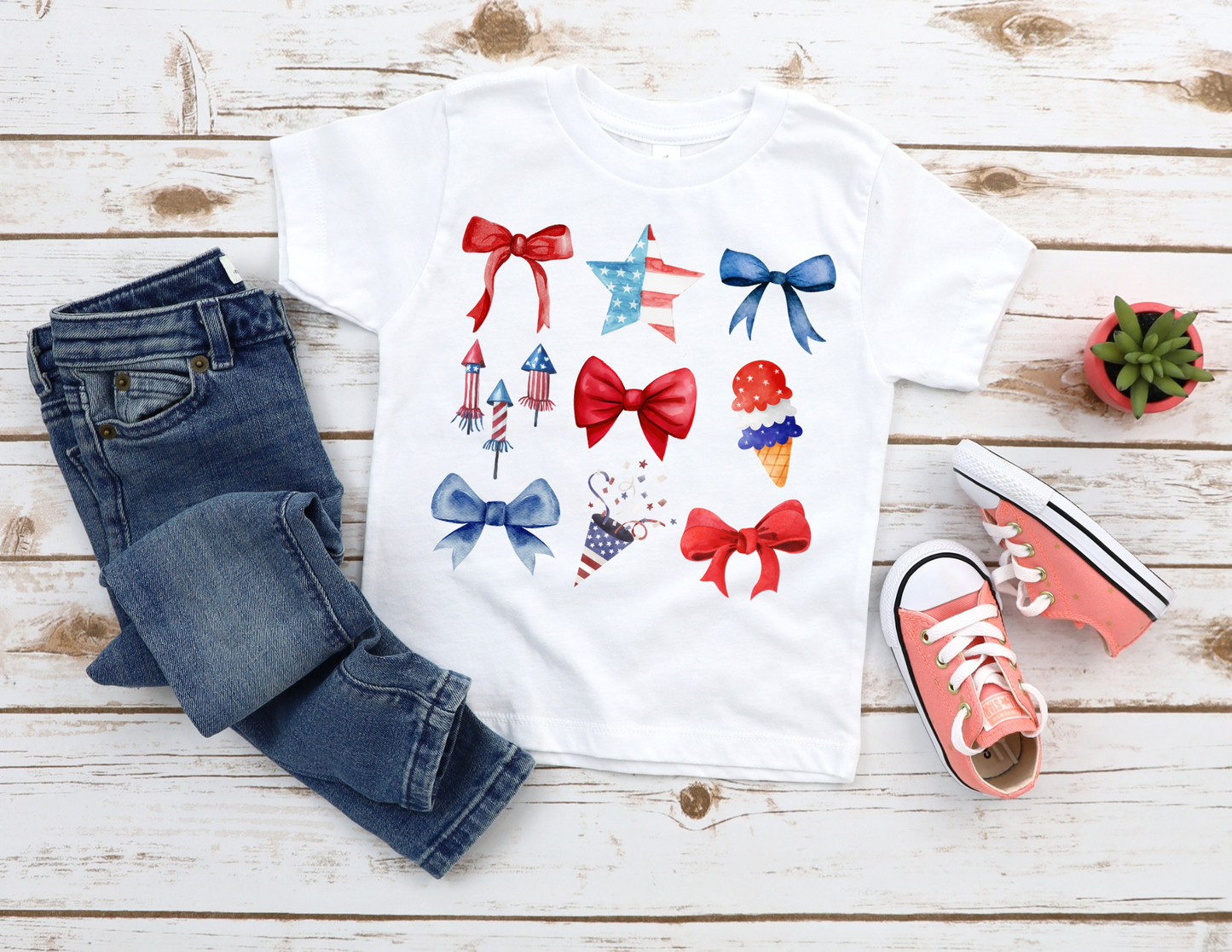 Fourth of July & Bows Kids Tee