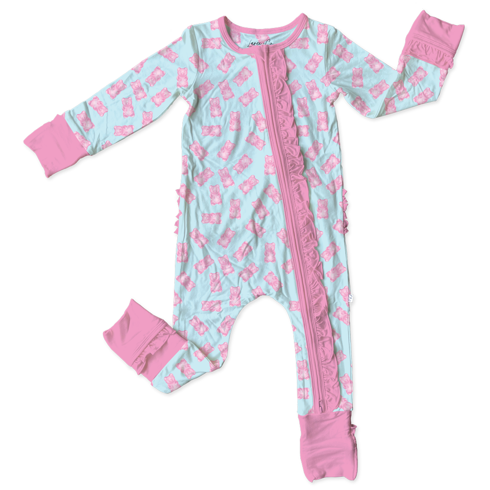 Addison Bamboo Ruffle Convertible Zipper Footie