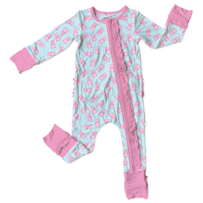 Addison Bamboo Ruffle Convertible Zipper Footie