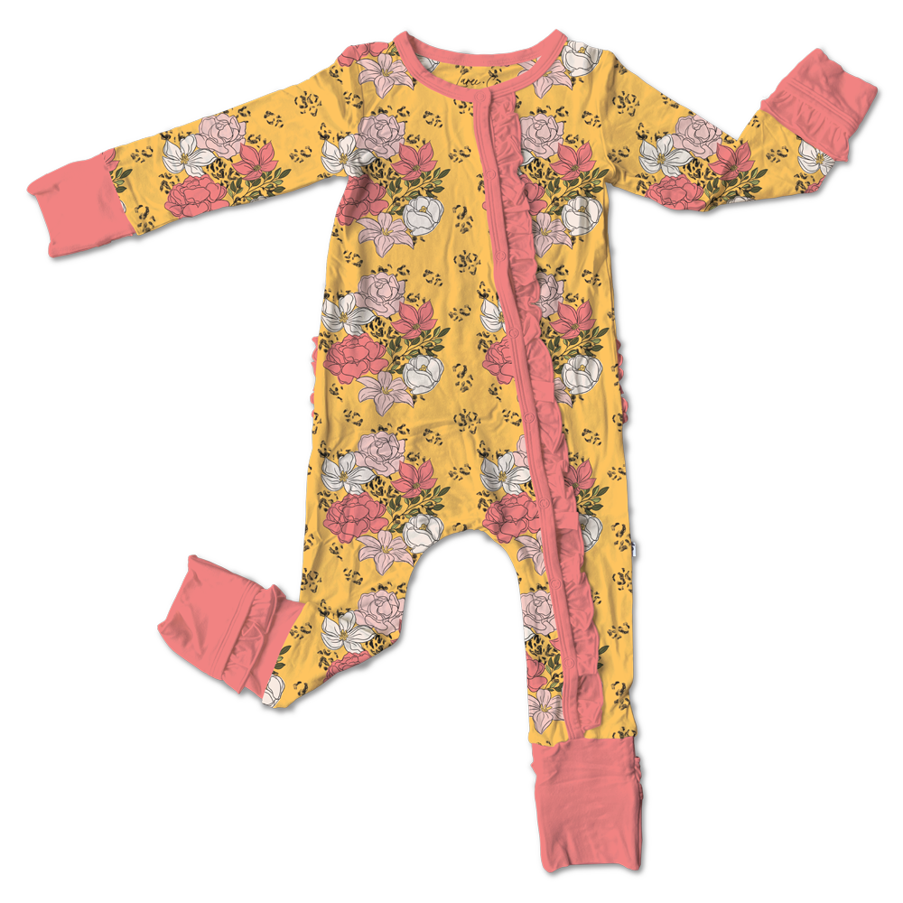 Brinley Bamboo Ruffle Convertible Snap Footie