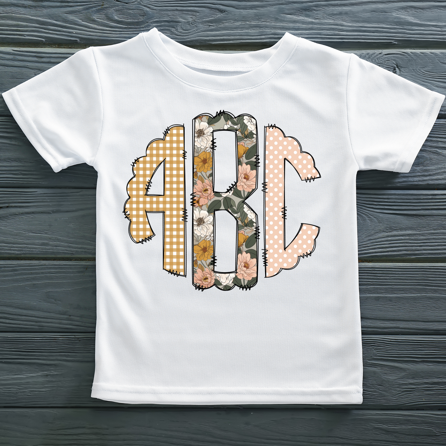 Boho Blossom Monogram Kids Tee