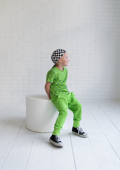 Lime Checkers Kids Tee