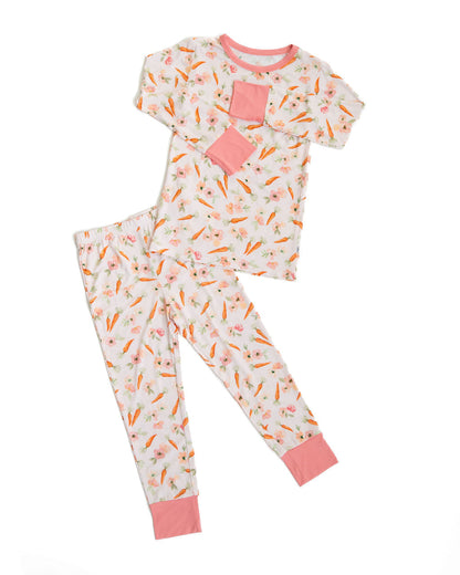 Lillian's Pink Easter Carrots Bamboo 2-Piece Long Sleeve Set