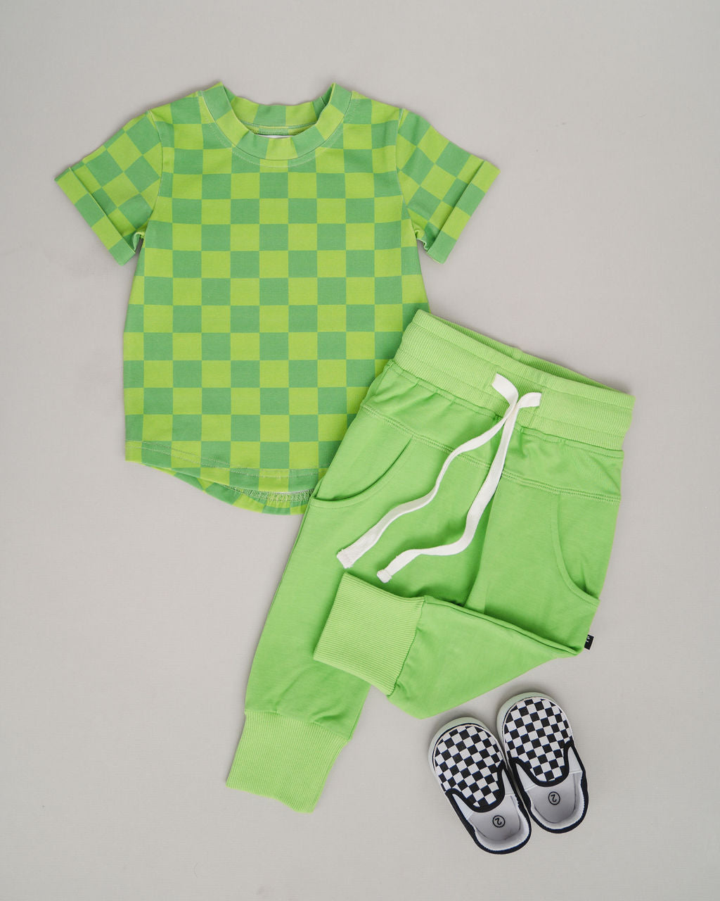 Lime Checkers Kids Tee