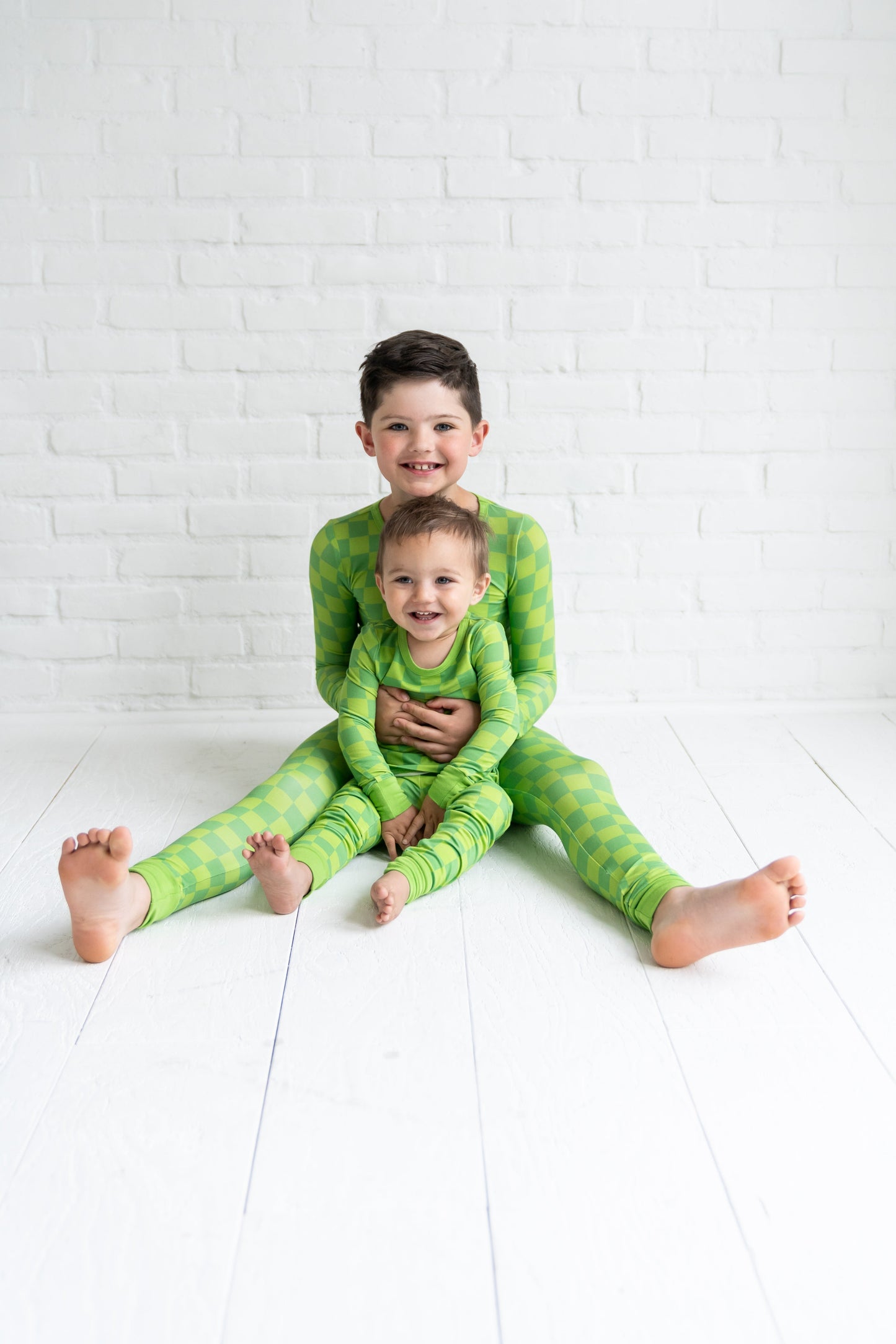 Lime Checkers 2-Piece Pajama Set