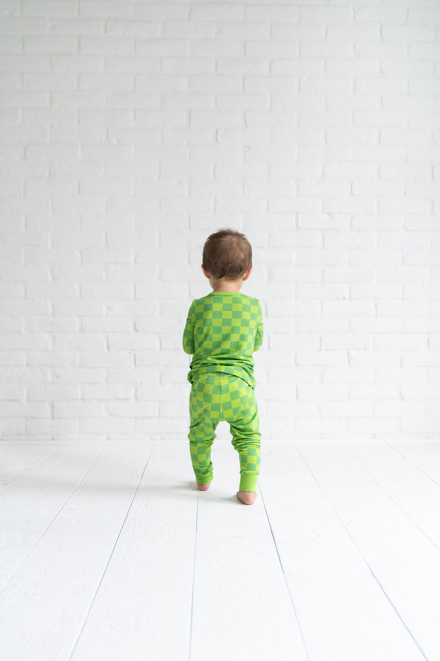 Lime Checkers 2-Piece Pajama Set