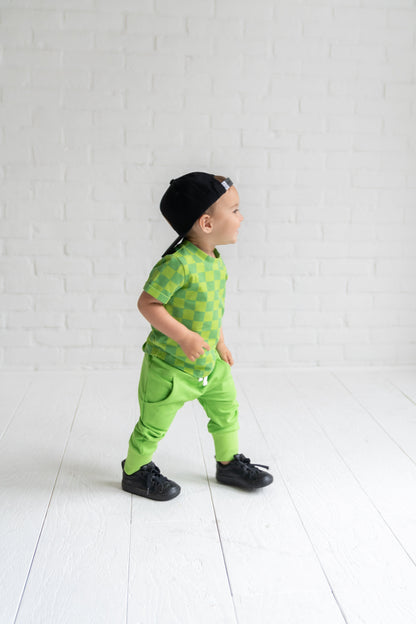 Lime Checkers Kids Tee