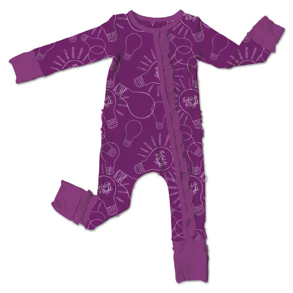 Dylan Purple Bamboo Ruffle Convertible Snap Footie