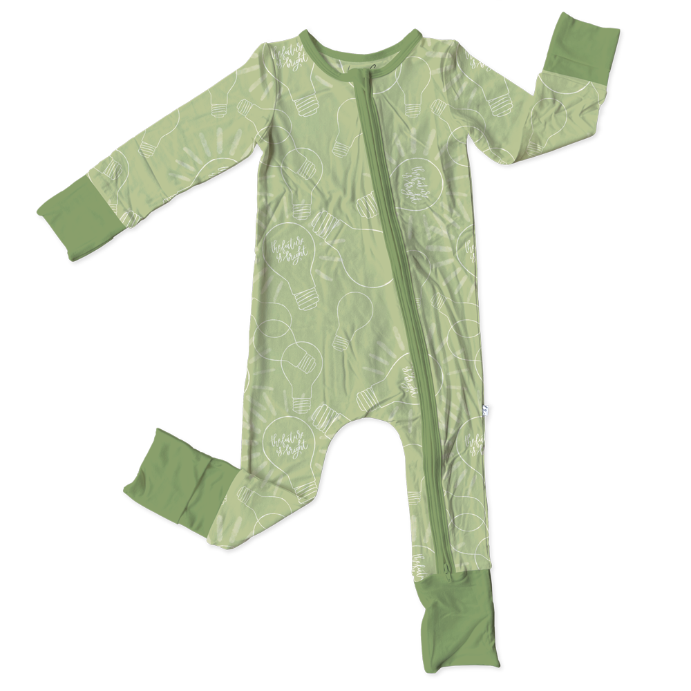 Dylan Green Bamboo Convertible Zipper Footie