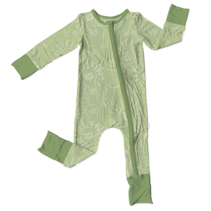 Dylan Green Bamboo Convertible Zipper Footie