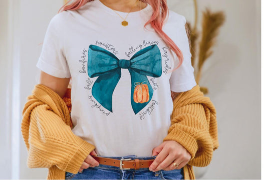 Pumpkin Bow Adult Tee