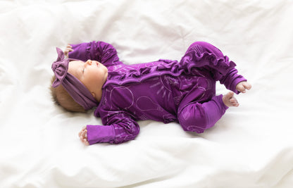 Dylan Purple Bamboo Ruffle Convertible Snap Footie