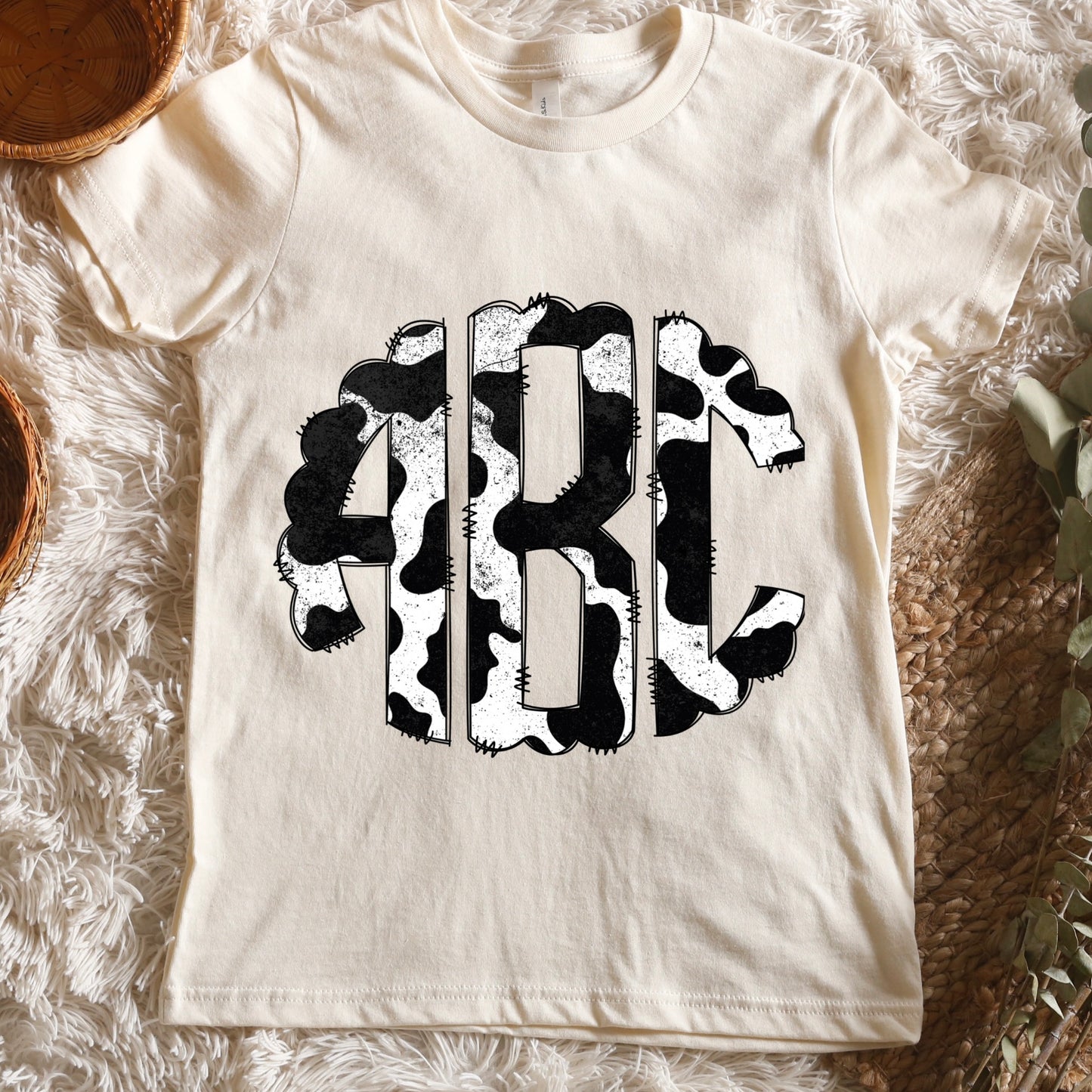 Cow Print Monogram Tee ADULT