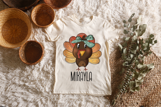 Personalized Girl Turkey Kids Tee