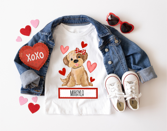 Personalized Valentine GIRL Dog (adult) Tee