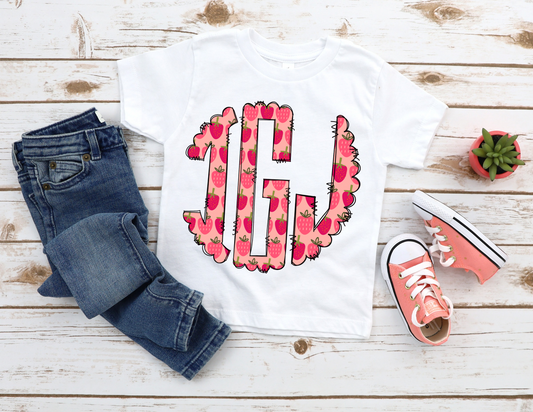 Strawberry Monogram Kids Tee