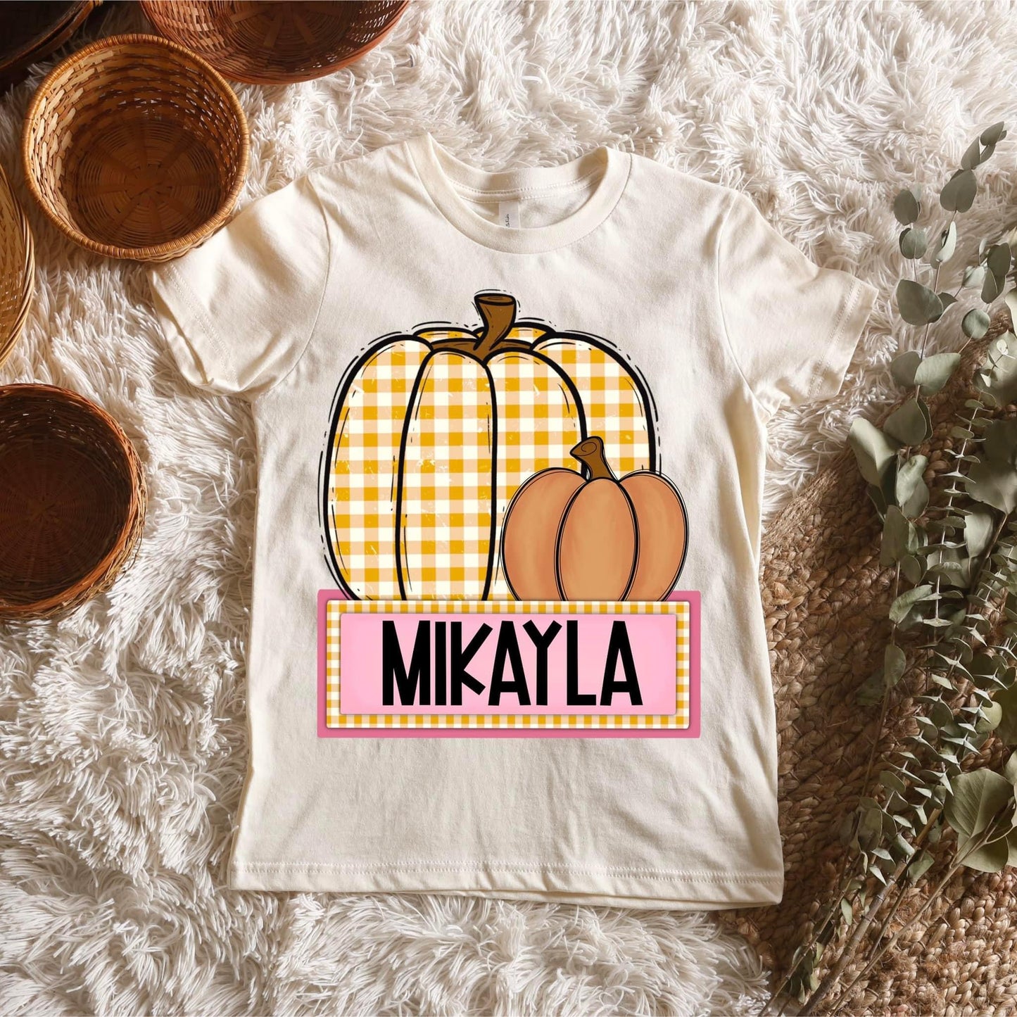 Personalized Girl Pumpkin Kids Tee