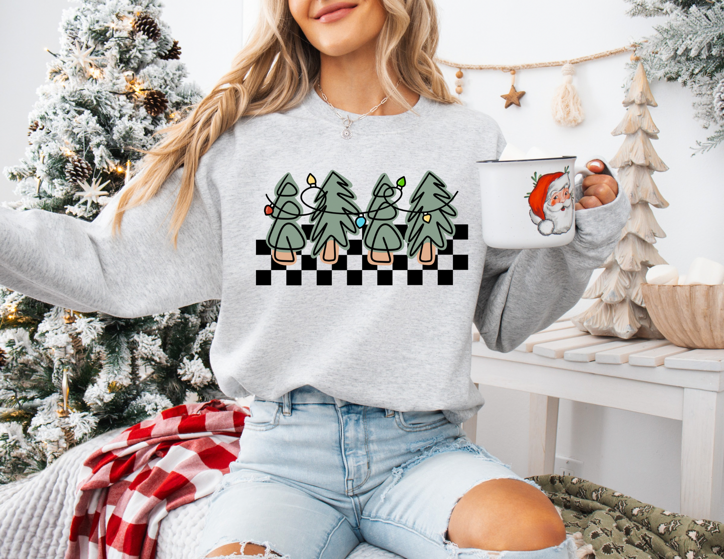 Checkered Christmas Trees KIDS Tee