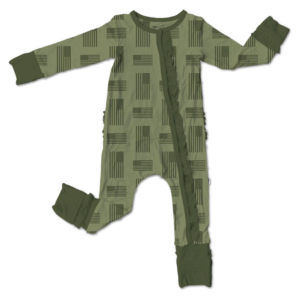 Kolton Bamboo Ruffle Convertible Snap Footie