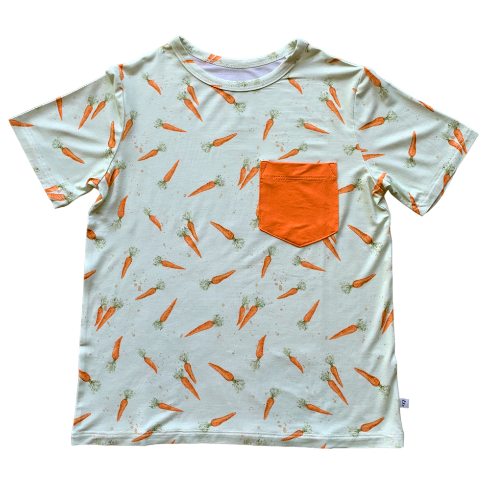 Lillian's Green Easter Carrots Bamboo Boys Pocket Tee