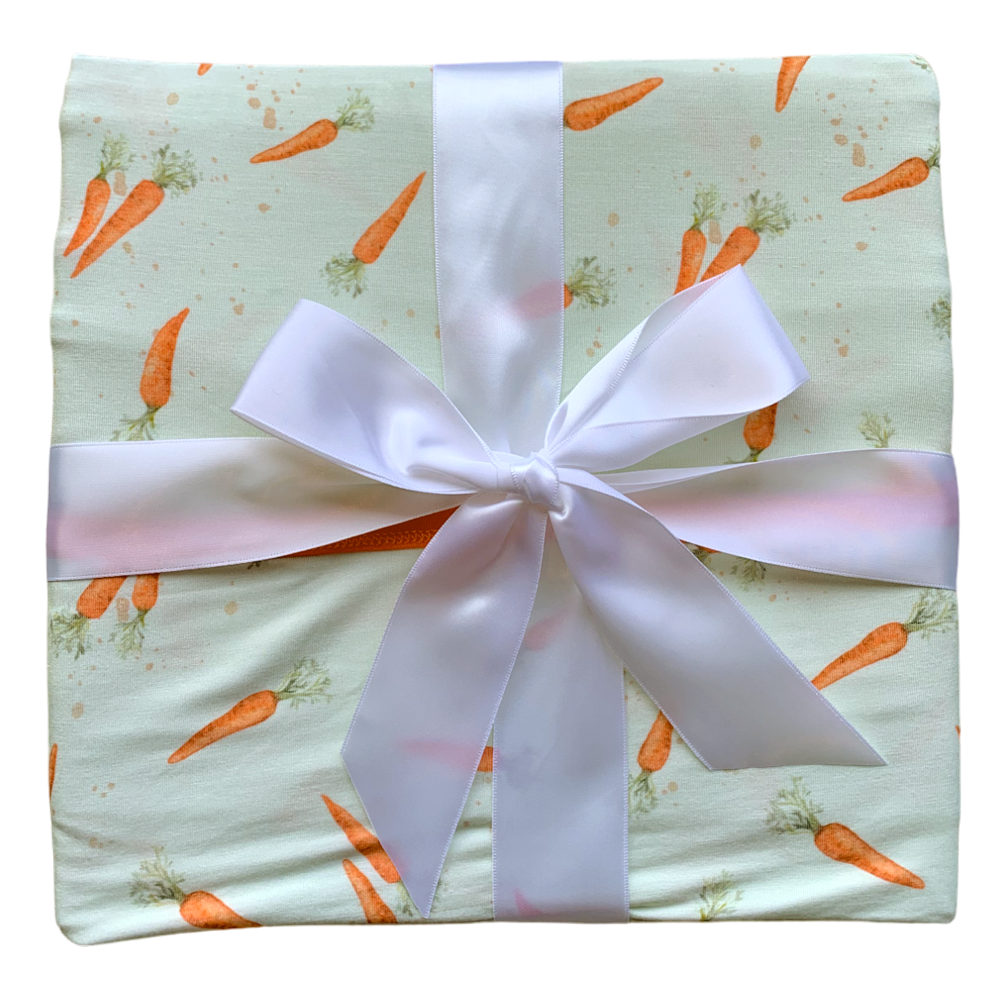 Lillian's Green Easter Carrots Bamboo Toddler Blanket