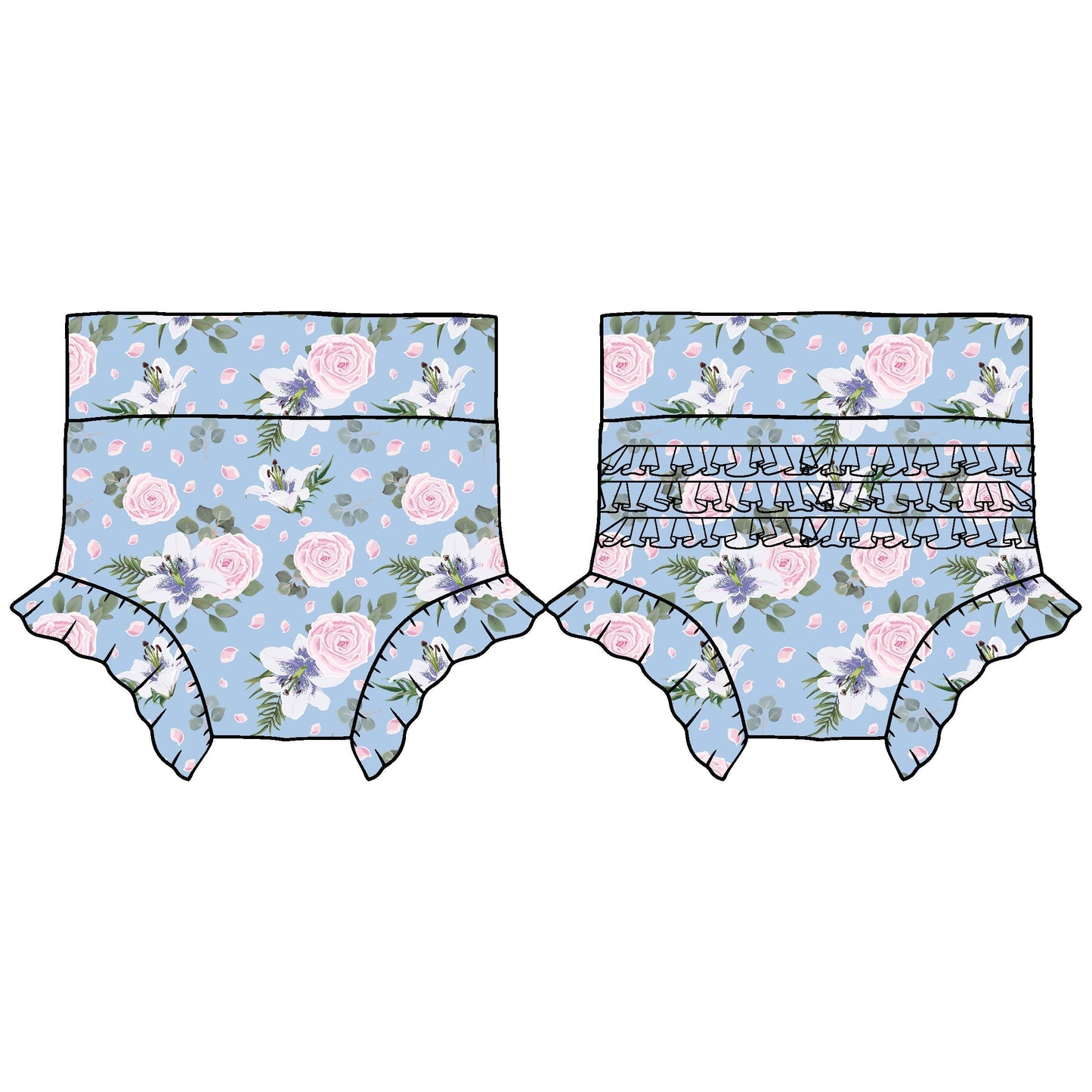 Lillian Floral Bamboo Ruffle Bummies