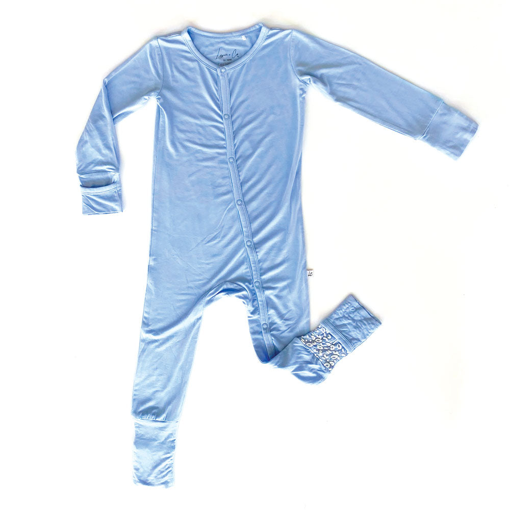 Lillian Trisomy 18 Blue Bamboo Convertible Snap Footie