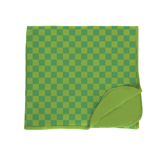 Lime Checkers Toddler Blanket