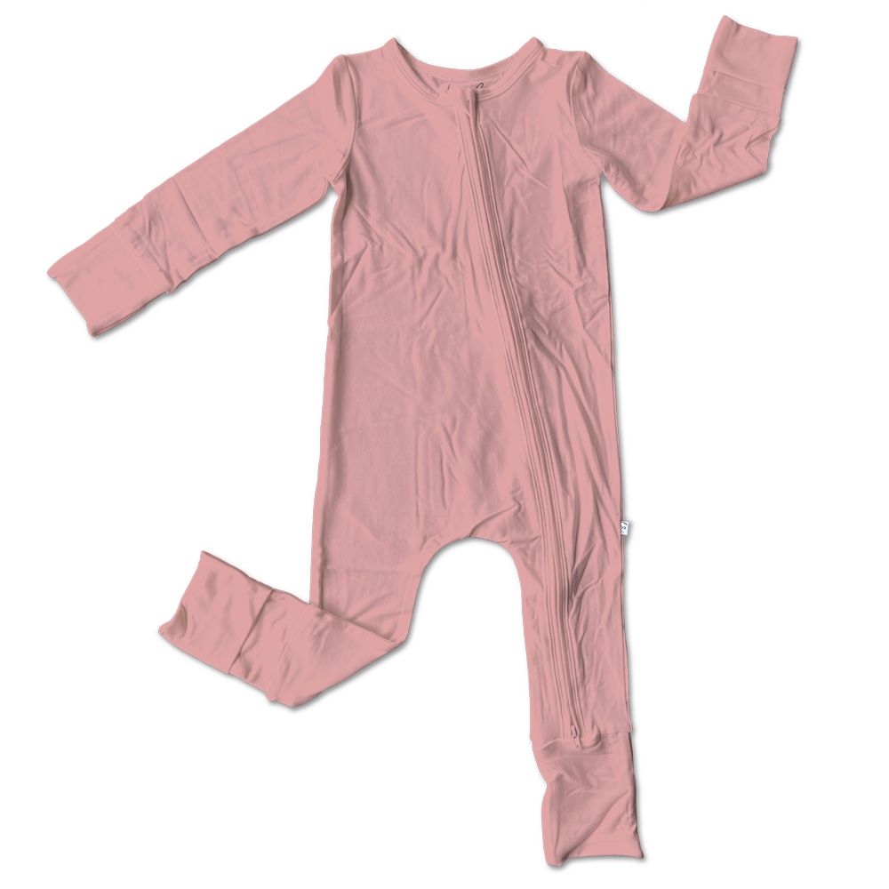 Mauve Bamboo Convertible Zipper Footie