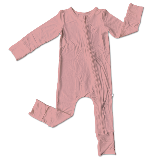 Mauve Bamboo Convertible Zipper Footie