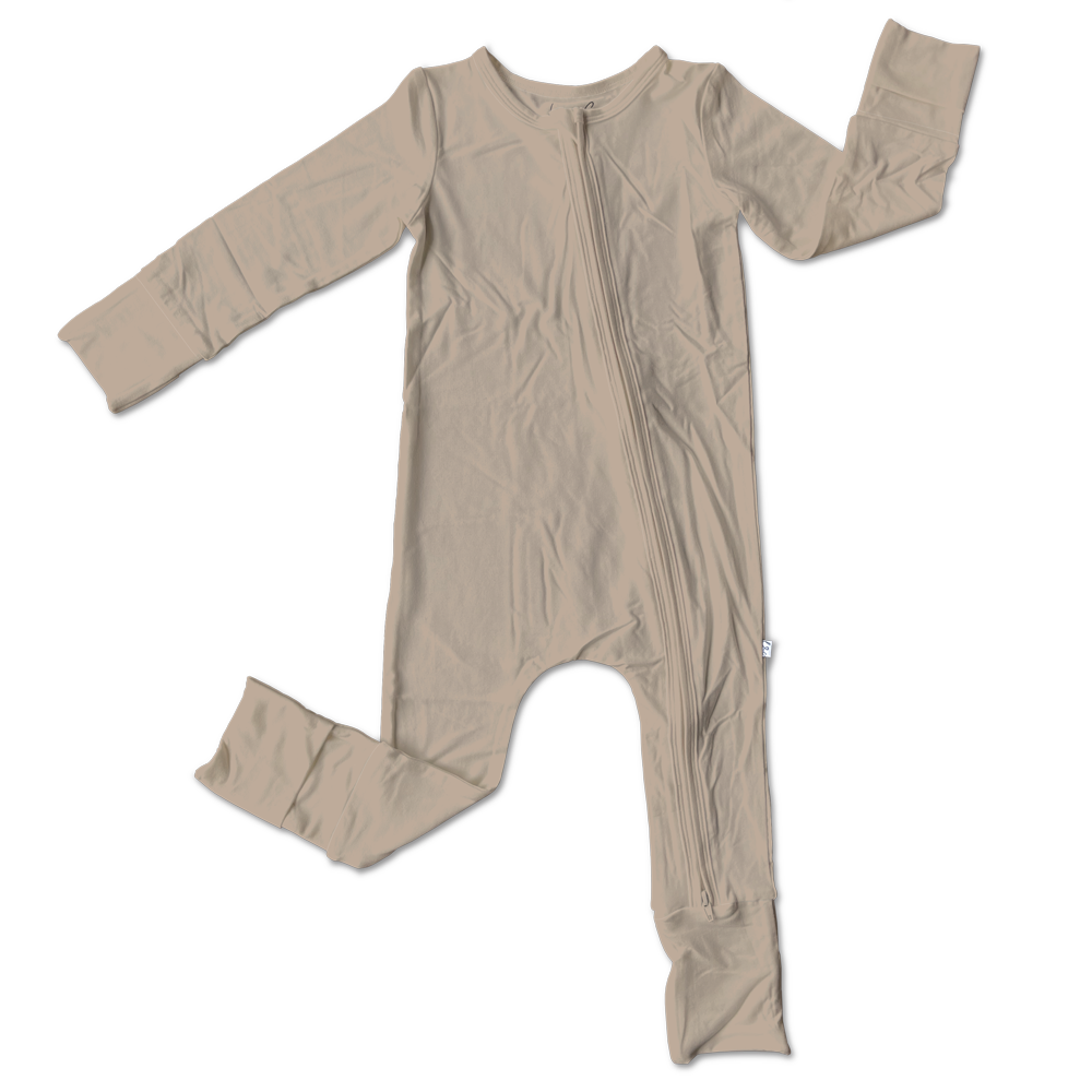 Taupe Bamboo Convertible Zipper Footie