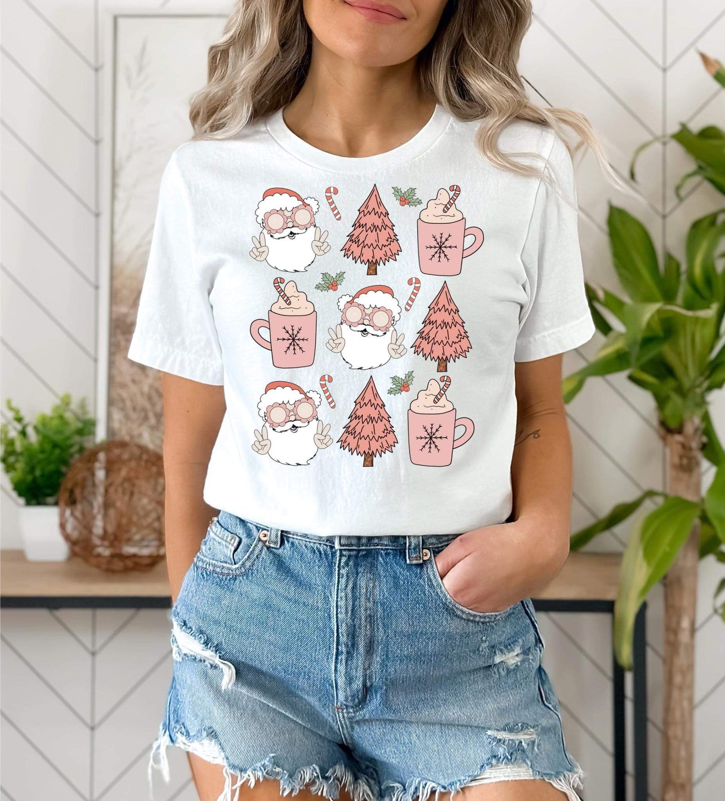 Pink Retro Santa ADULT Tee