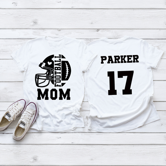 Football Mom With Name 3 Adult Tee