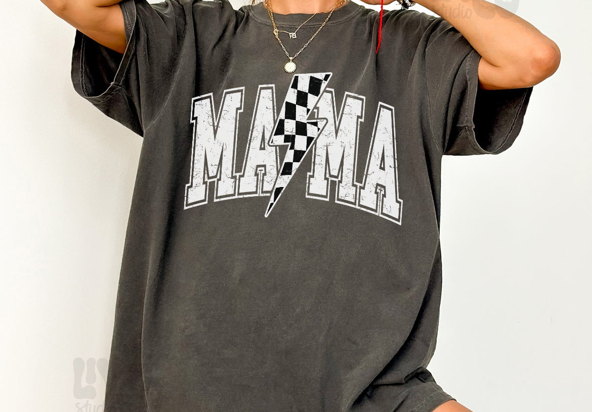 Mama Checkered Lightning (adult) Tee