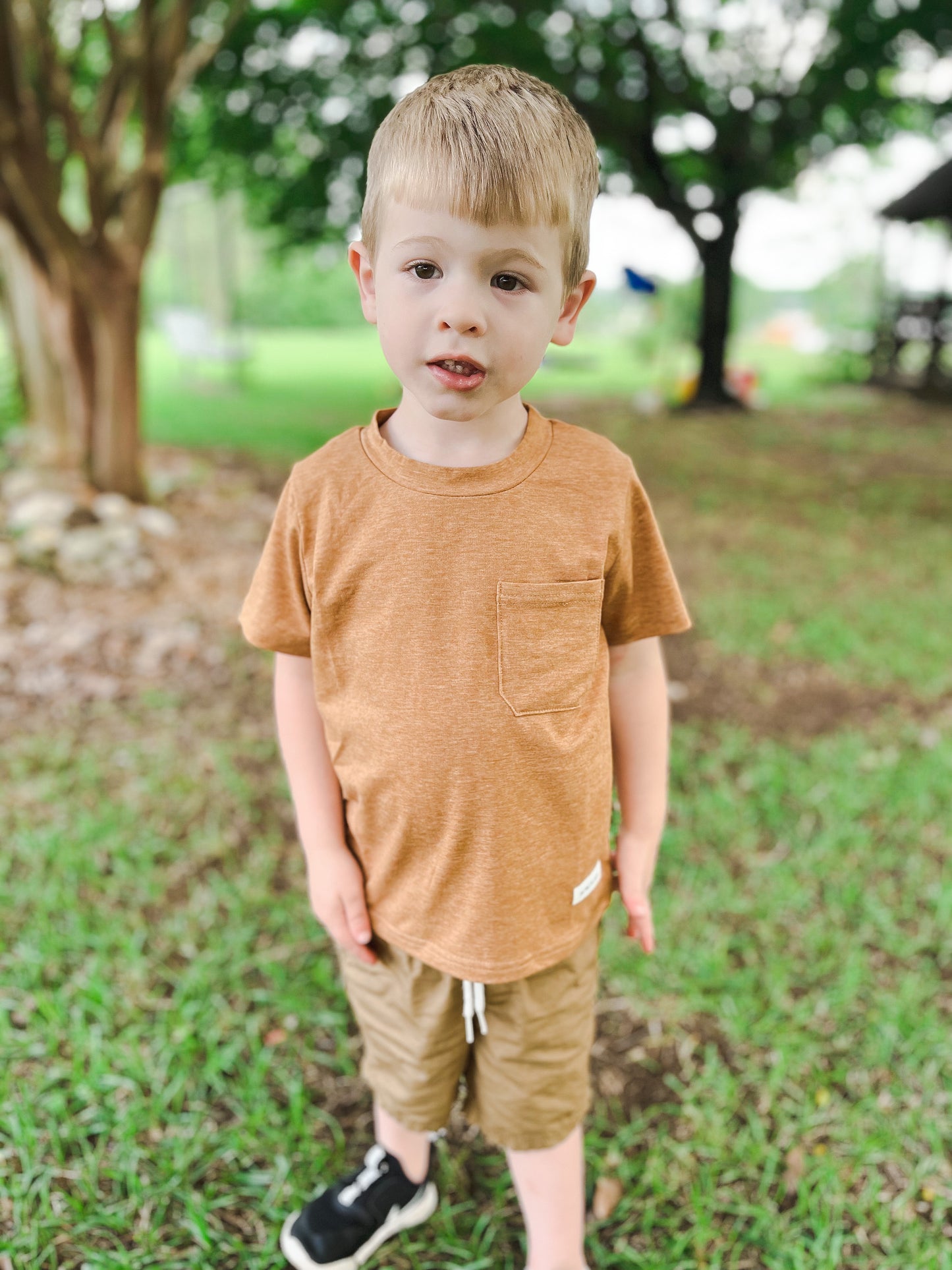 Boys Camel Pocket Tee