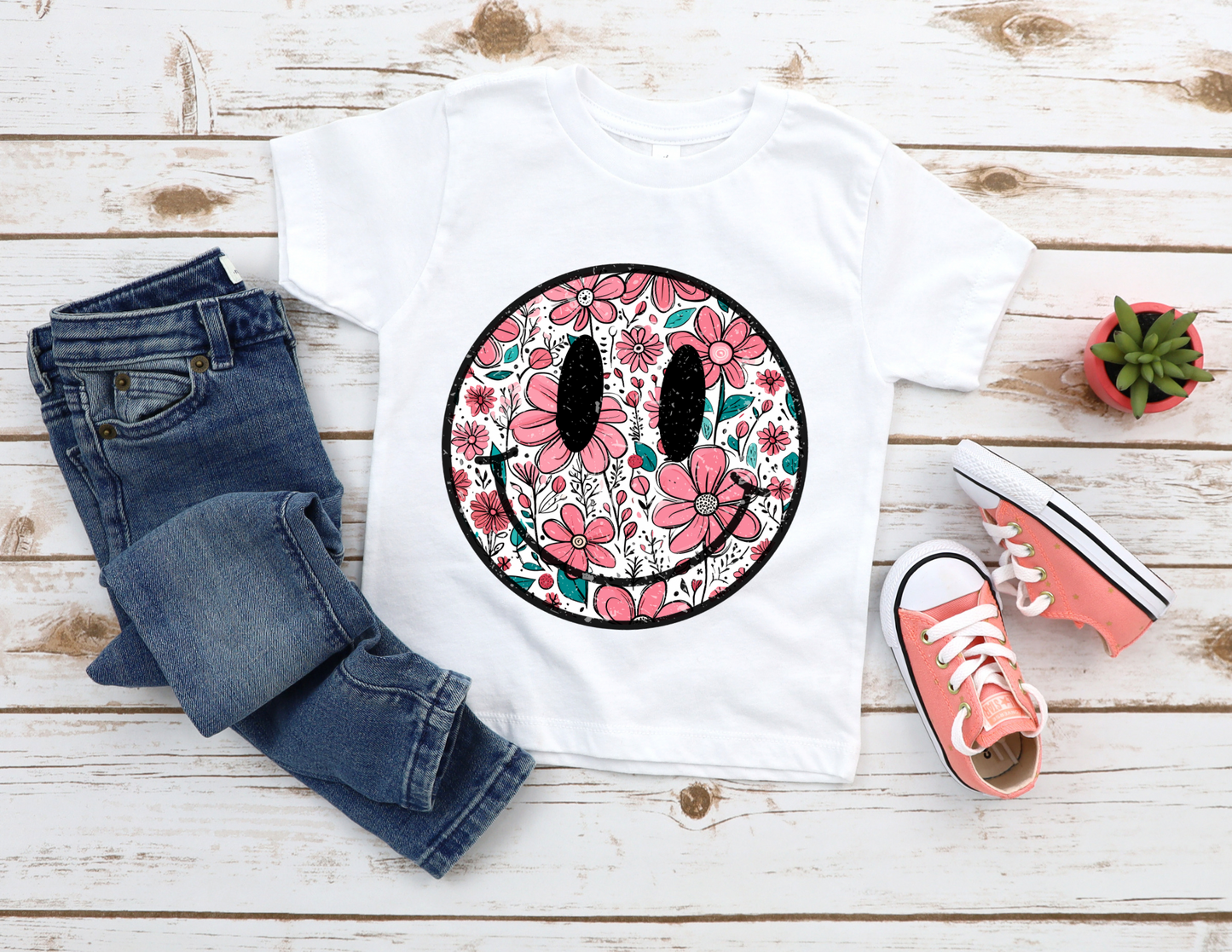 Retro Smile Flower Kids Tee