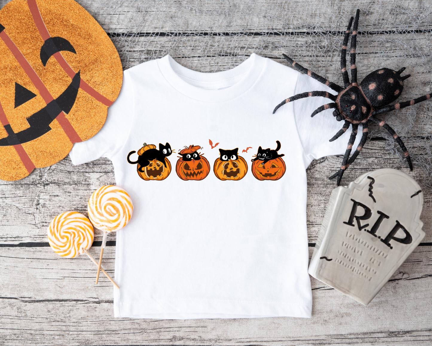 Silly Cat Pumpkin Kids Tee