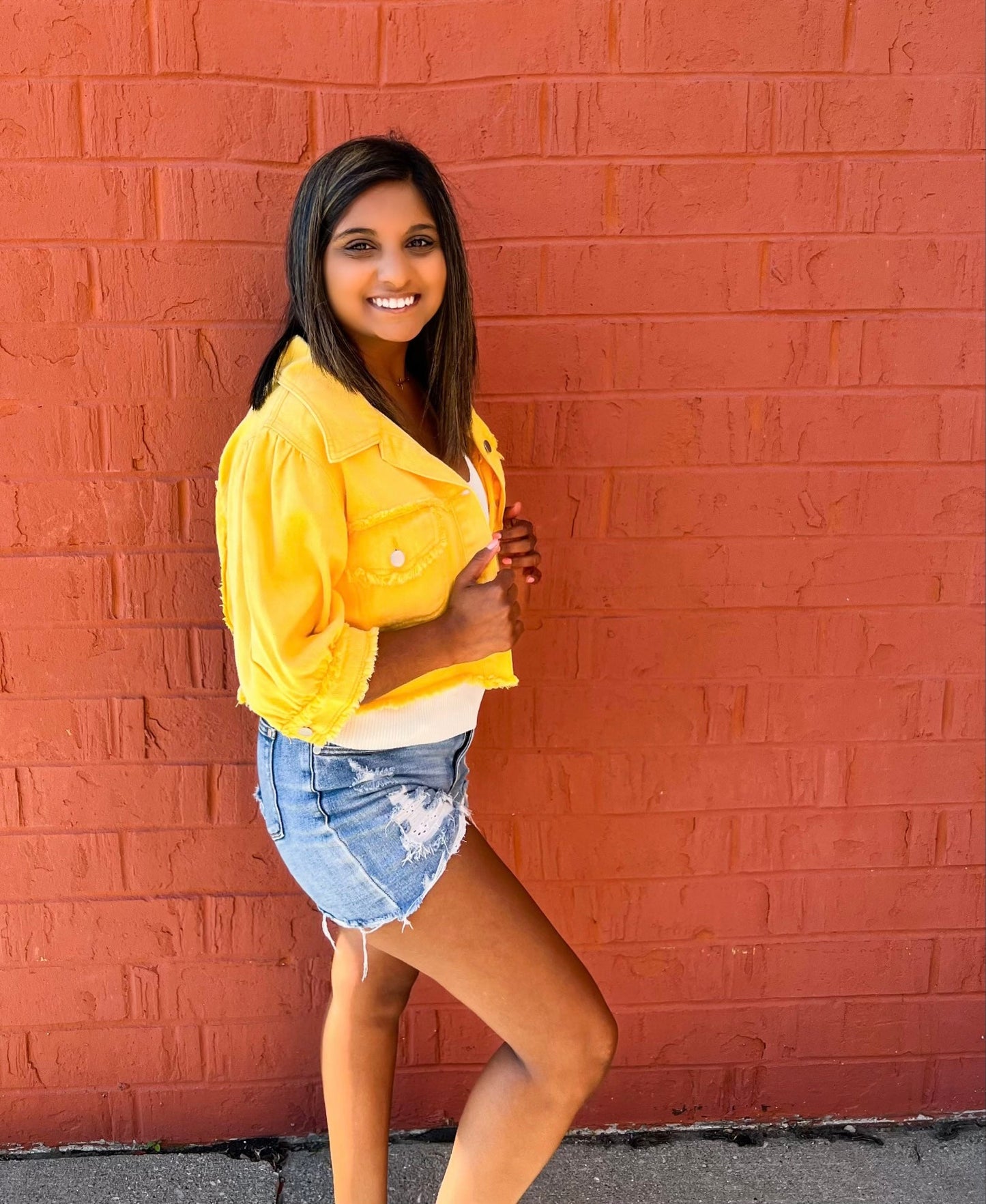 Time to Tailgate | Mustard Cropped Distressed Jacket