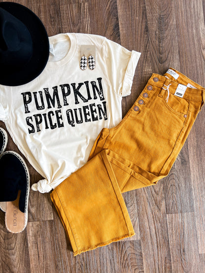 You're So Golden | Judy Blue Mustard Wide Leg Cropped Jeans