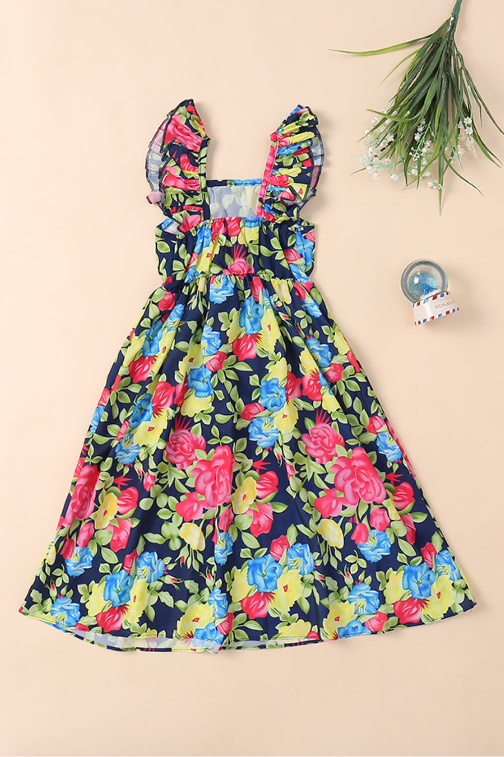 Girls Floral Ruffled Dress