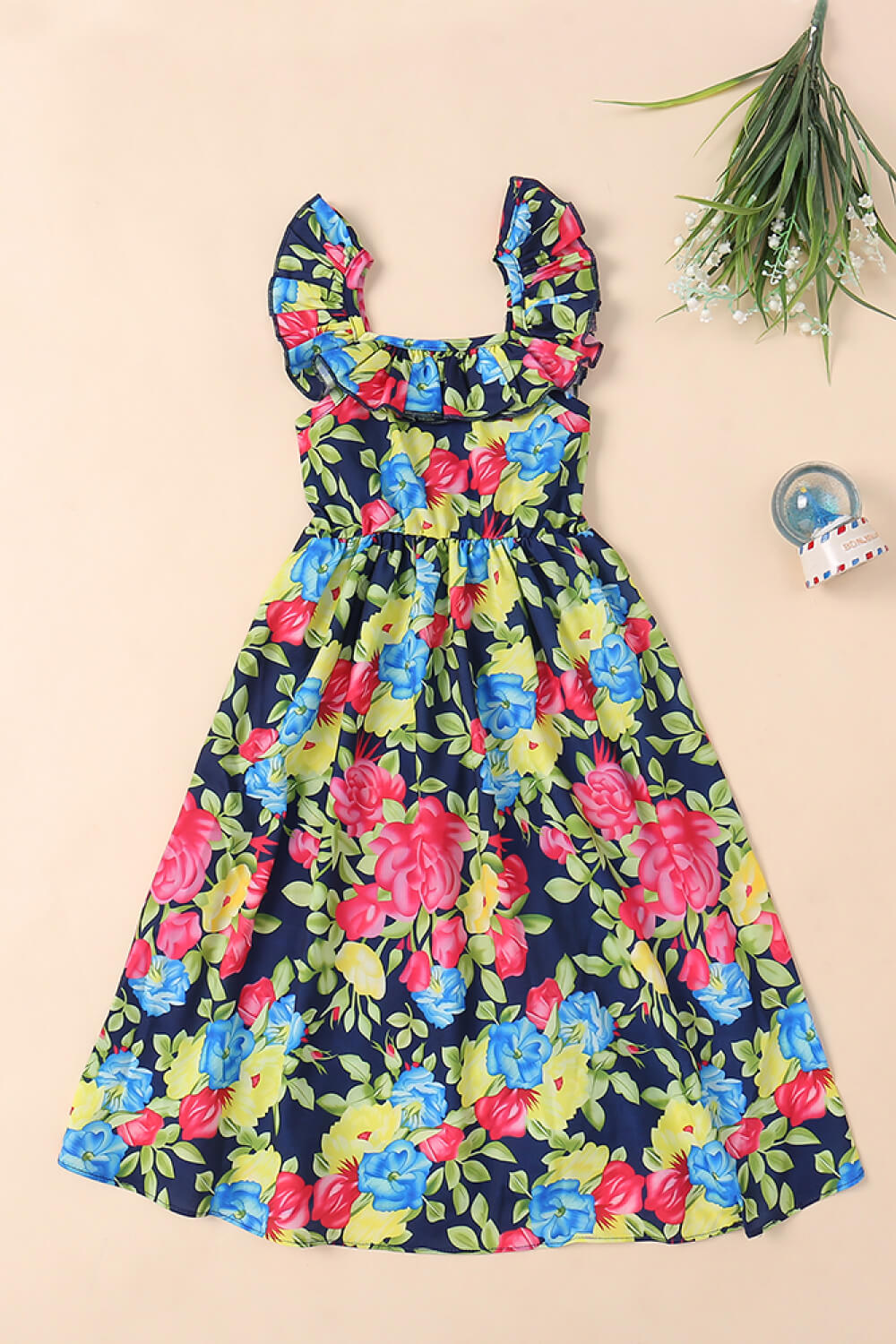 Girls Floral Ruffled Dress