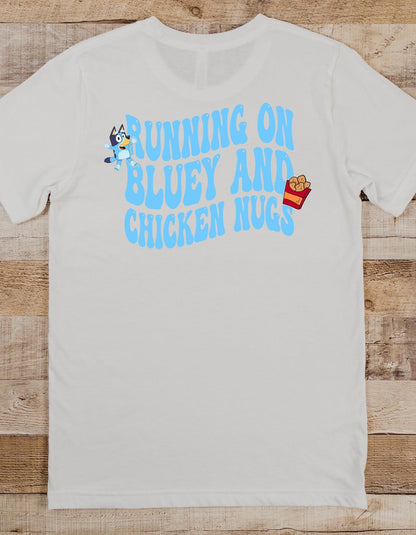 Running on Blue & Chicken Nugs Pocket Tee