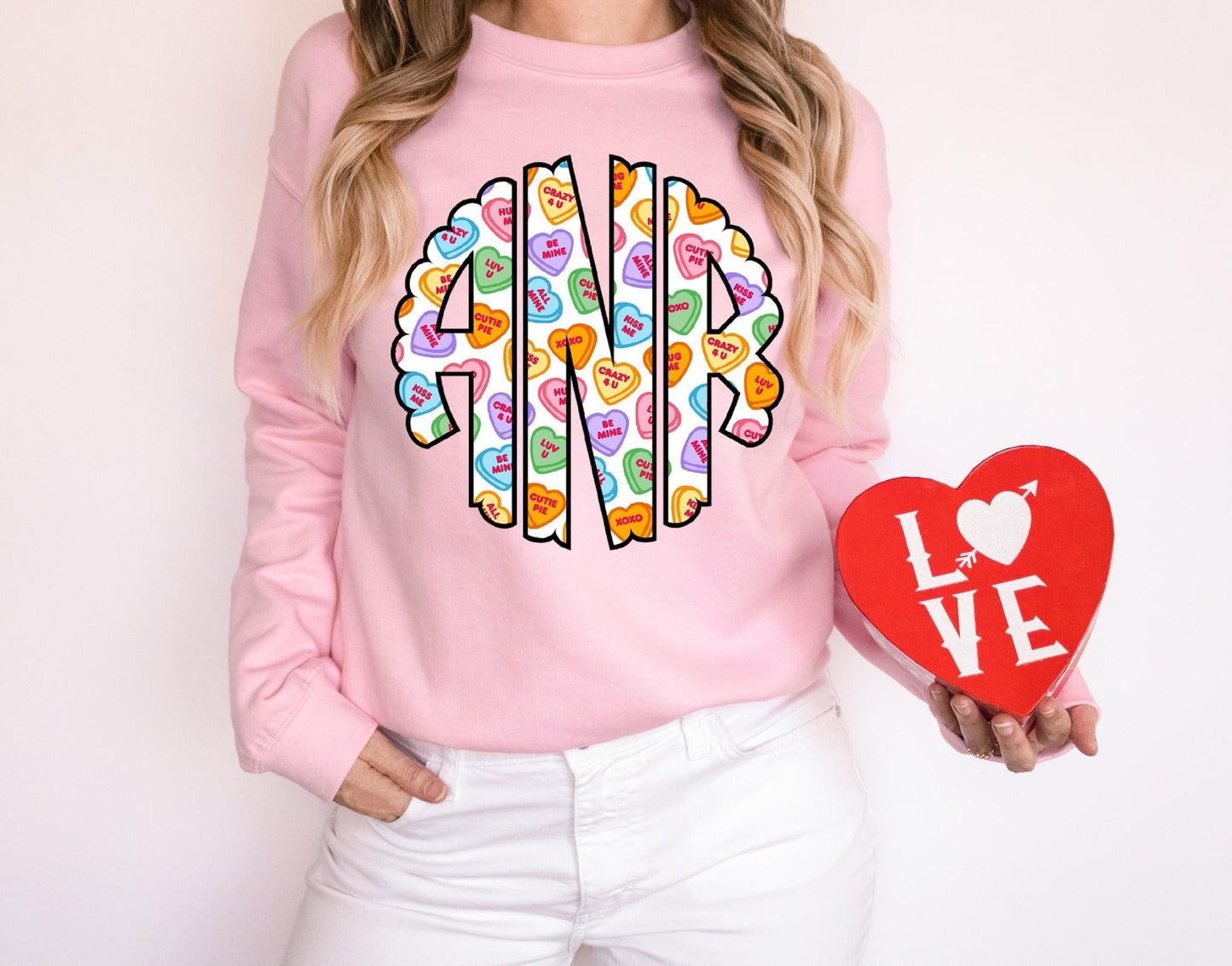 Candy Heart Monogram Tee ADULT